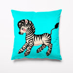 Outdoor Garden Cushion - Cute Retro Blue Zebra - Kitsch Republic