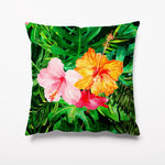 Tiki Hula Tropical Green Pink Orange Cushion - Mazximalist interiors